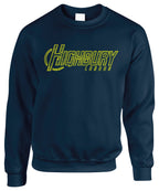 Unisex crew neck sweatshirt with Highbury London front graphic and ribbed trims
