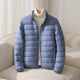 Women's quilted puffer jacket with high collar and long sleeves