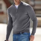 Men's long-sleeve quarter-zip jumper with a mock neck