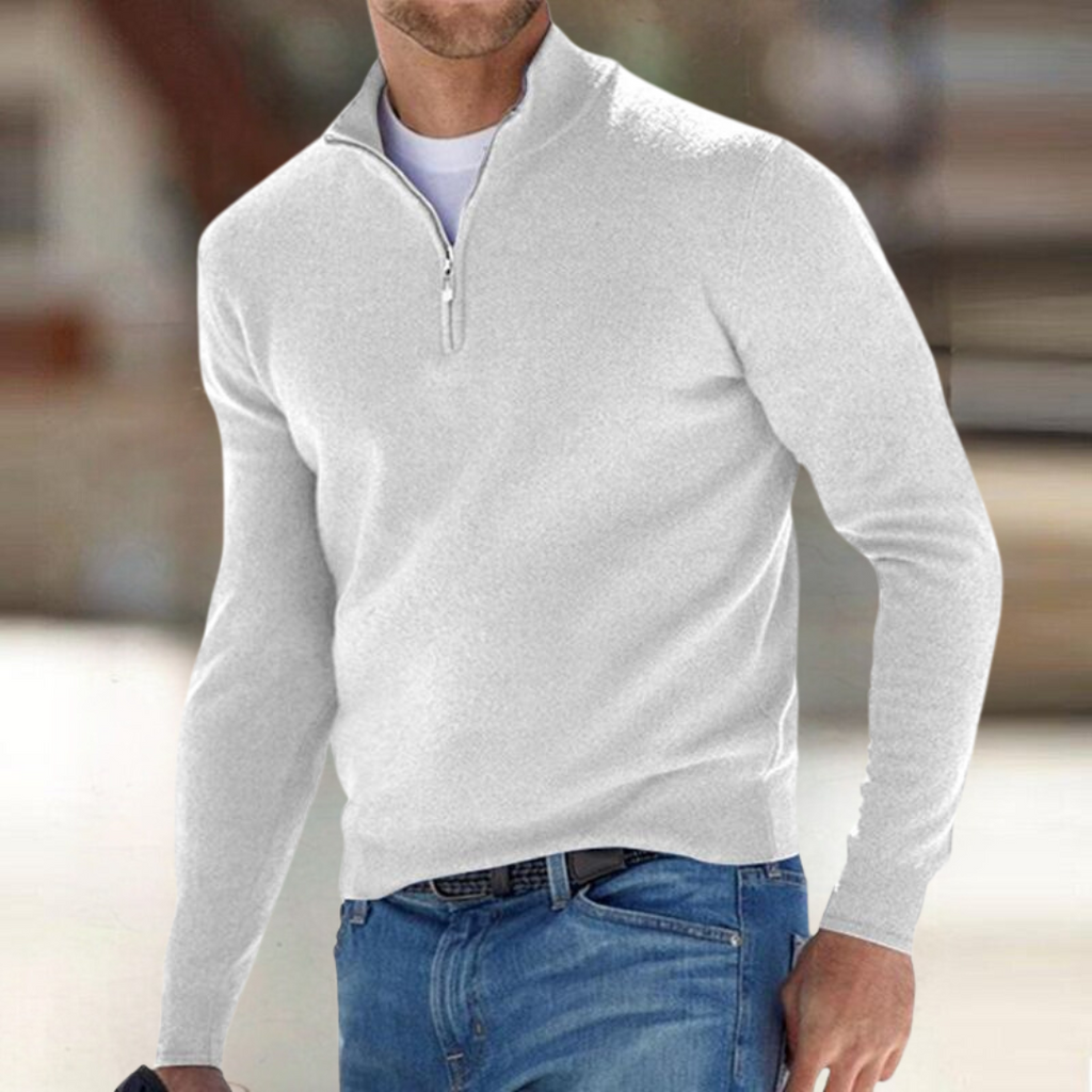 Men's long-sleeve quarter-zip jumper with a mock neck