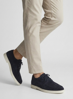 Men's lace-up moc toe loafers with low heels