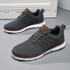 Men's lace-up trainers with textured upper, round toe and contrasting sole