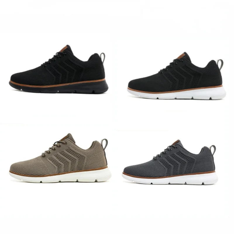 Men's lace-up trainers with textured upper, round toe and contrasting sole
