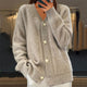 Women's cable knit cardigan with V-neck and button front