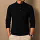 Men's textured geometric Henley jumper with mock neckline and long sleeves