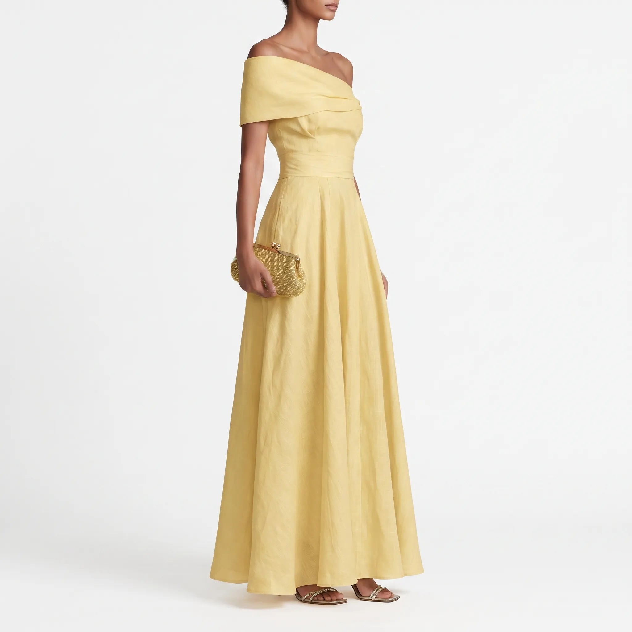 SolaraMaxi  - Yellow One-Shoulder Maxi Dress Wedding Guest Attire