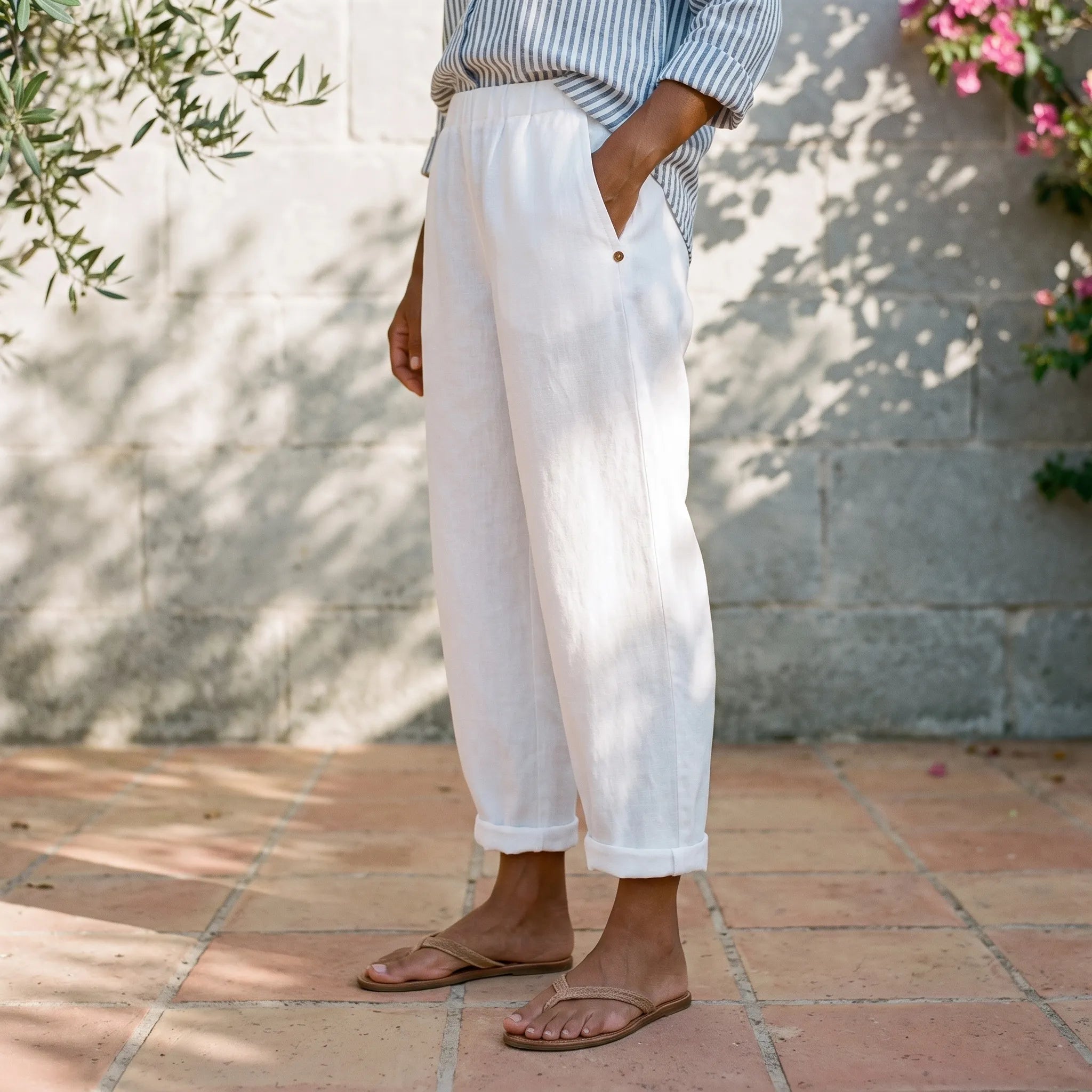 Solenta  - Relaxed Fit Cropped Summer Trousers Casual Daytime Outings