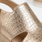 Soleva  - Metallic Open-Toe Platform Wedge Sandals Summer Walks