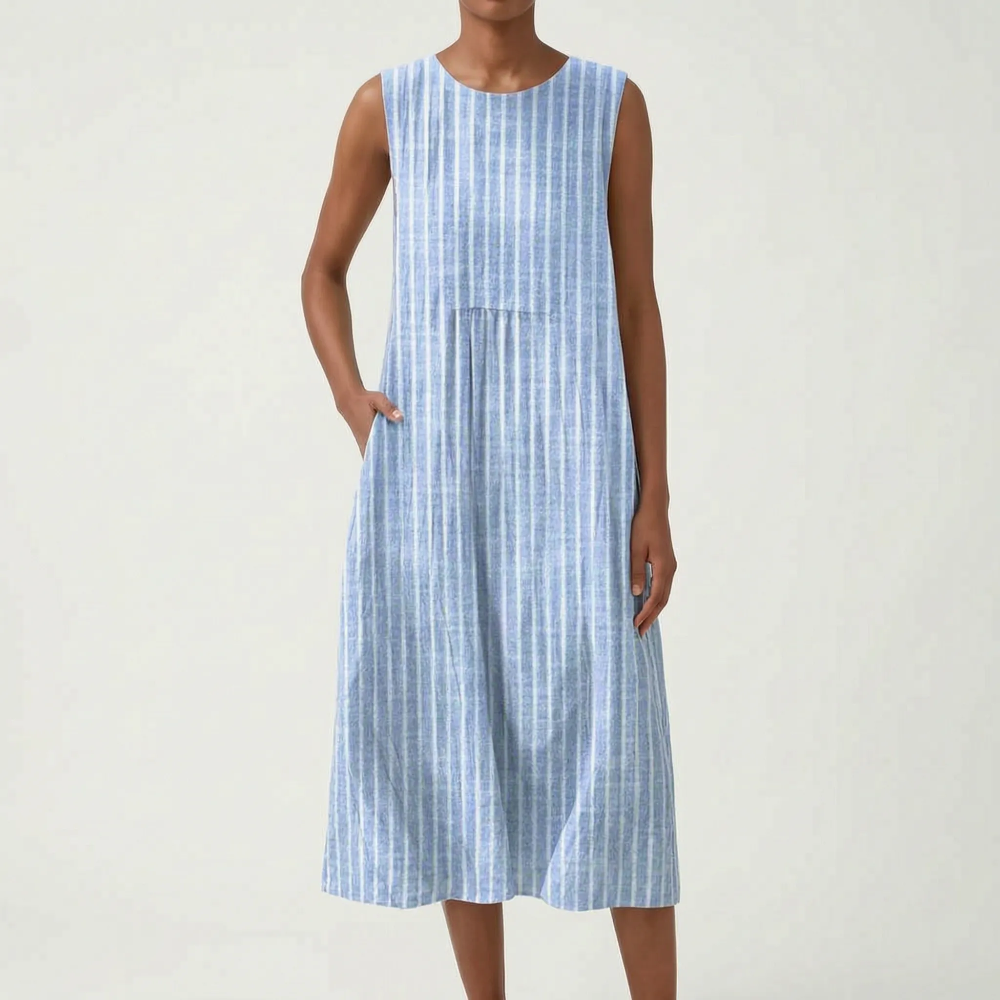 Solmara - Relaxed Sleeveless Colour-Block Summer Dress
