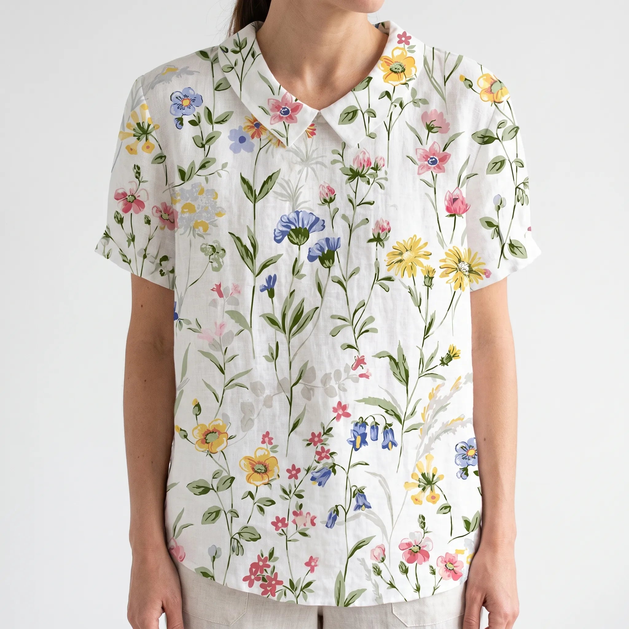 Sommara - Ladies White Floral Summer Blouse