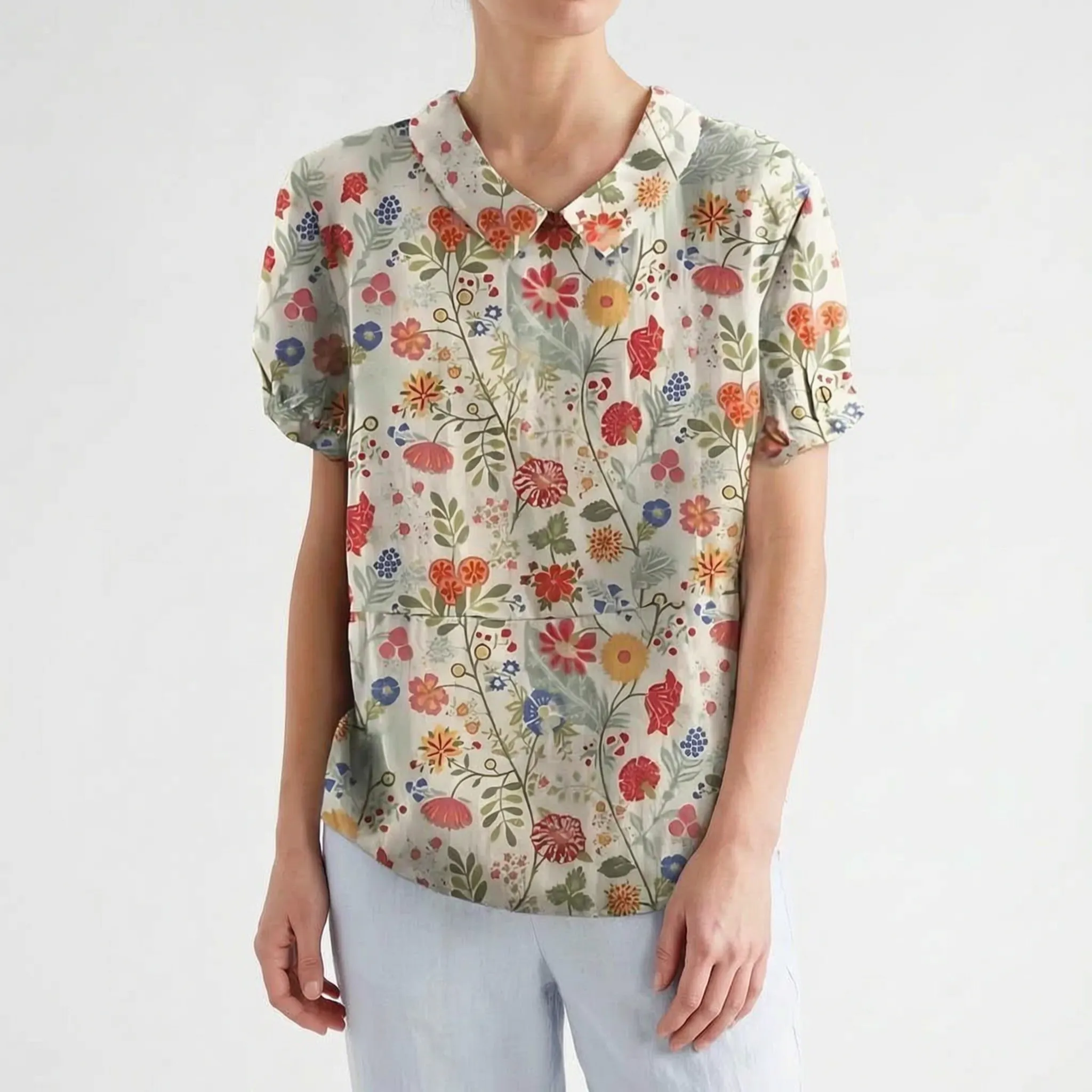 Sommara - Ladies White Floral Summer Blouse