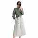 Women's two-tone trench coat with high collar and belted waist