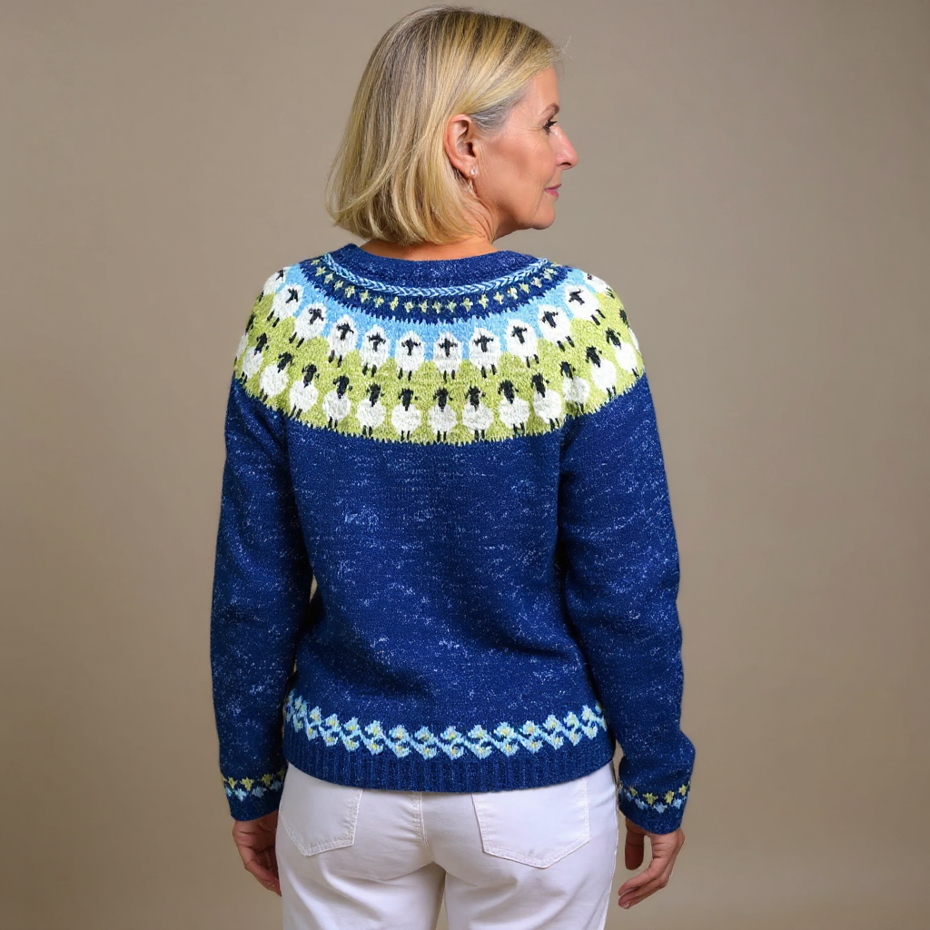 Women's blue Fair Isle patterned button cardigan