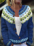 Women's blue Fair Isle patterned button cardigan