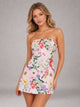 Strapless floral embroidered A-line mini homecoming dress