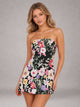Strapless floral embroidered A-line mini homecoming dress