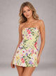 Strapless floral embroidered A-line mini homecoming dress