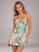 Strapless floral embroidered A-line mini homecoming dress