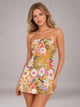 Strapless floral embroidered A-line mini homecoming dress