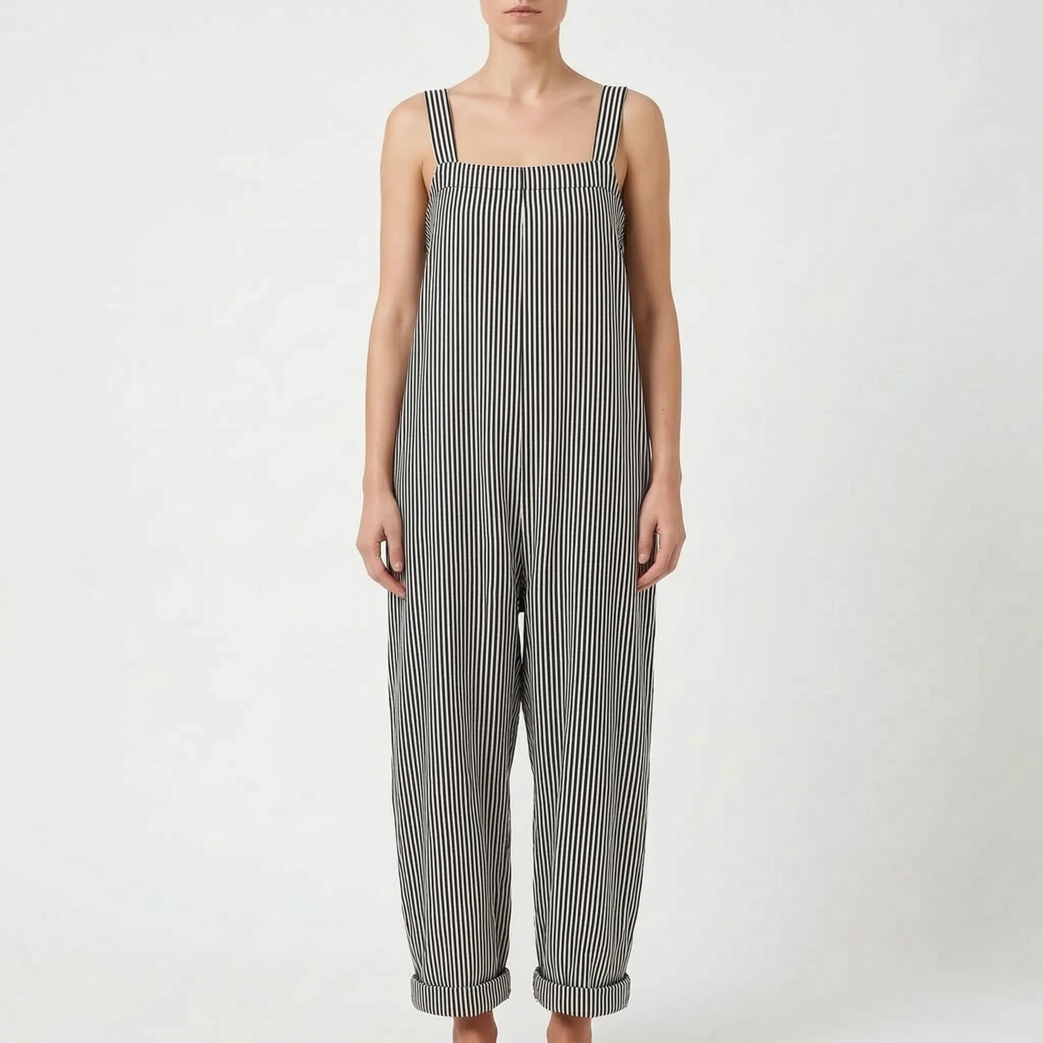 StripeSuit  - Relaxed Striped Summer Jumpsuit Summer Vacations