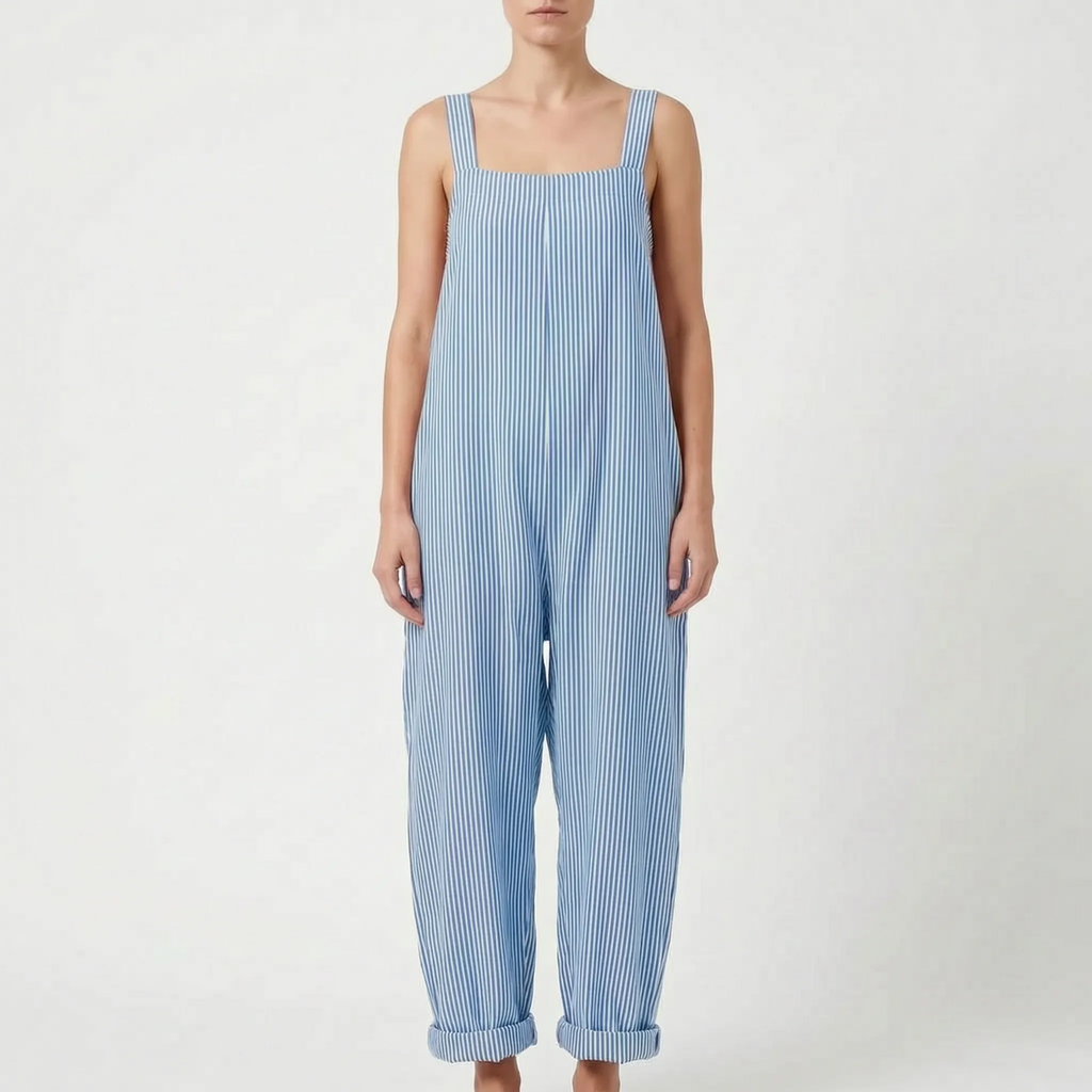 StripeSuit  - Relaxed Striped Summer Jumpsuit Summer Vacations