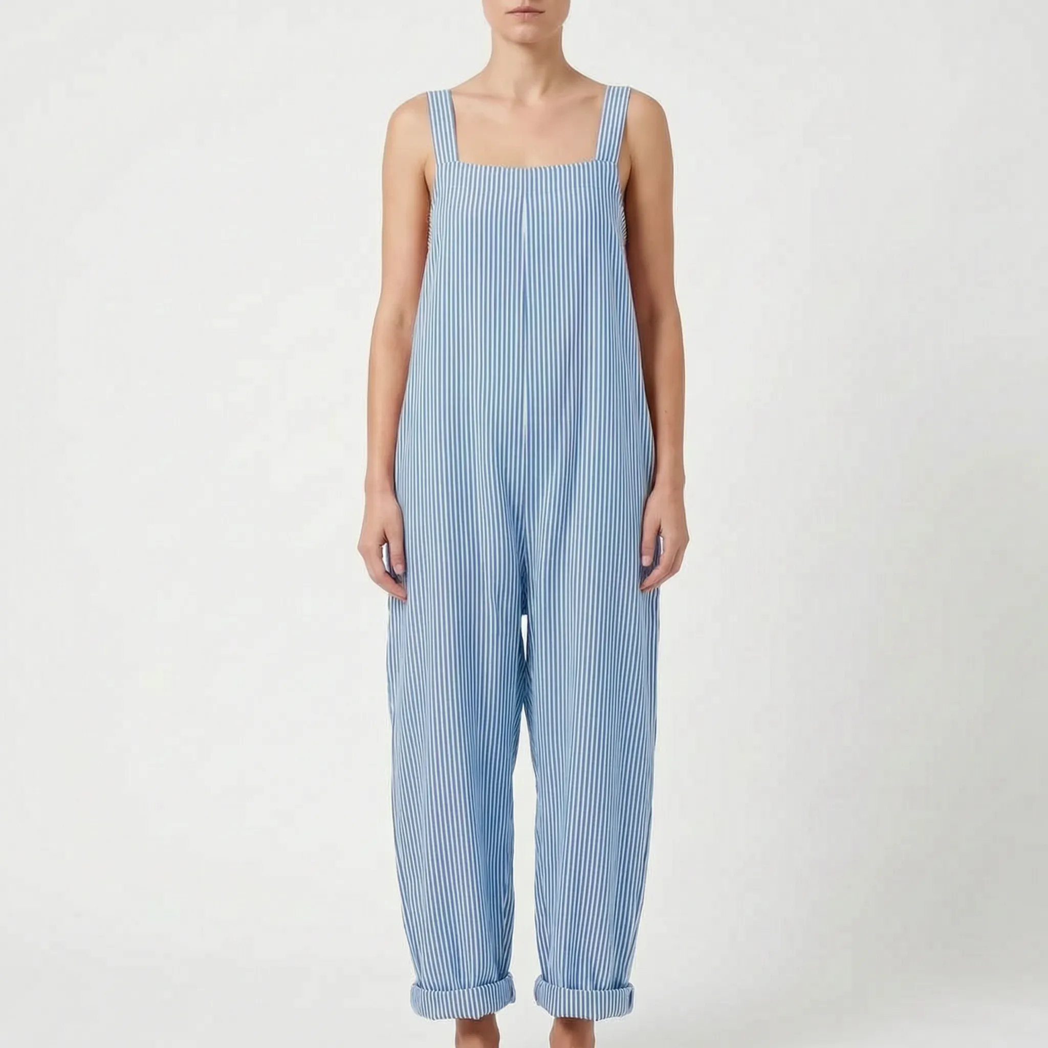StripeSuit  - Relaxed Striped Summer Jumpsuit Summer Vacations