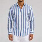 Strival  - Men's Blue And White Striped Shirt Casual Everyday Wear