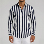 Strival  - Men's Blue And White Striped Shirt Casual Everyday Wear