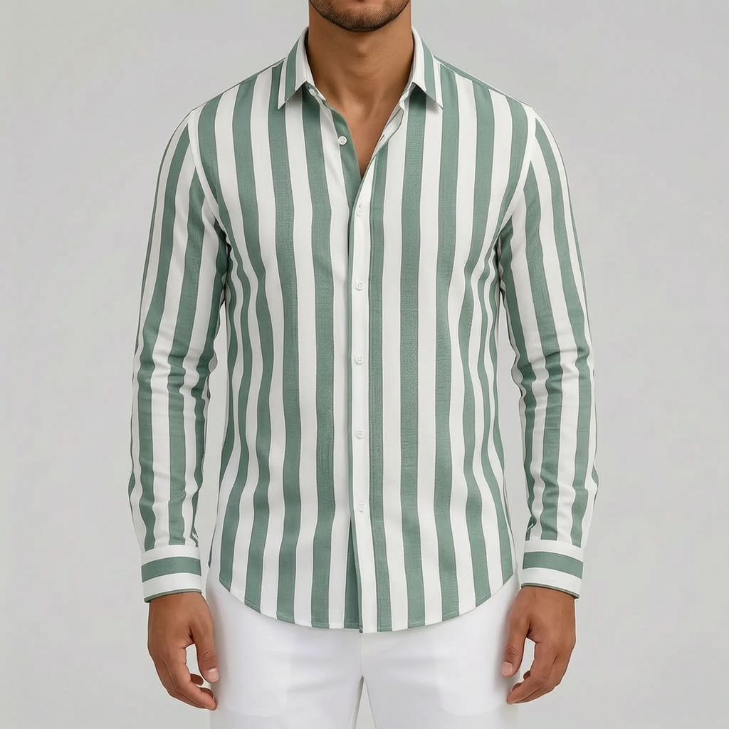 Strival  - Men's Blue And White Striped Shirt Casual Everyday Wear