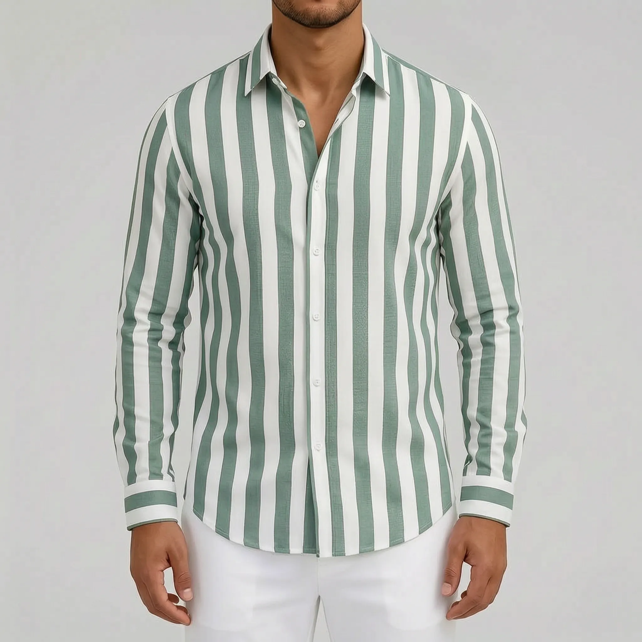 Strival  - Men's Blue And White Striped Shirt Casual Everyday Wear