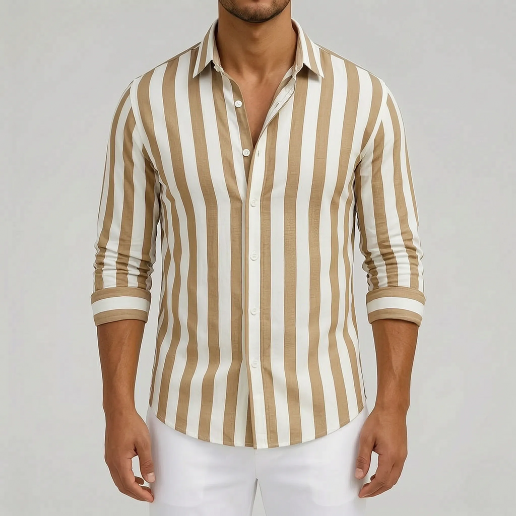 Strival  - Men's Blue And White Striped Shirt Casual Everyday Wear