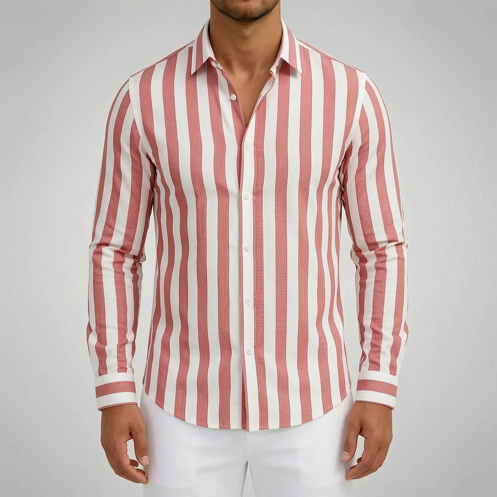 Strival  - Men's Blue And White Striped Shirt Casual Everyday Wear