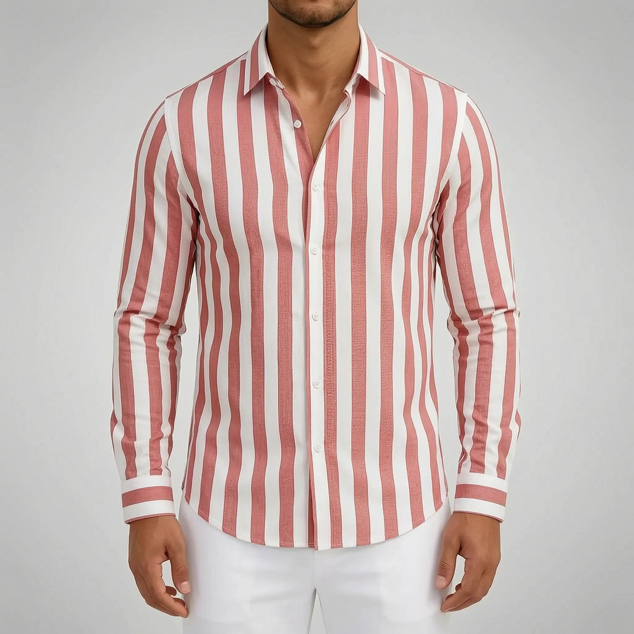 Strival  - Men's Blue And White Striped Shirt Casual Everyday Wear