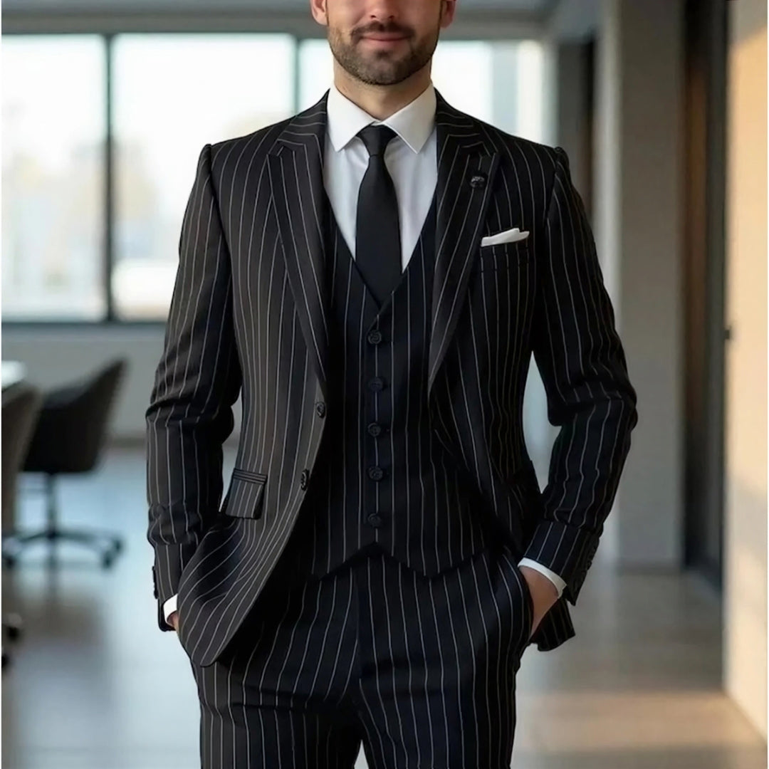 Men's Pinstripe Three-Piece Suit
