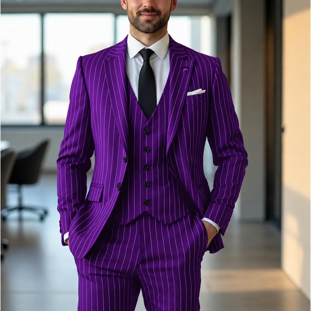 Men's Pinstripe Three-Piece Suit