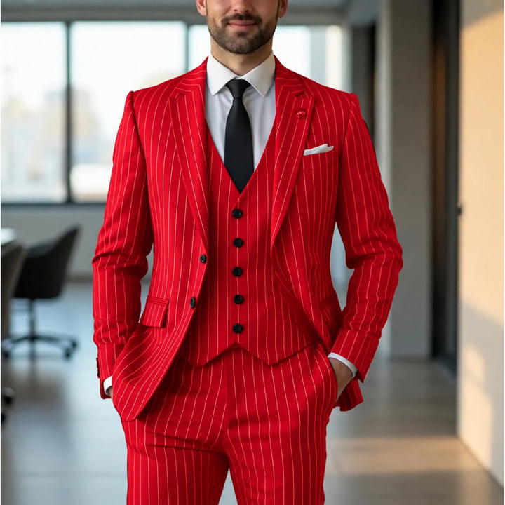 Men's Pinstripe Three-Piece Suit