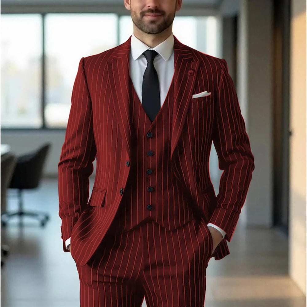 Men's Pinstripe Three-Piece Suit