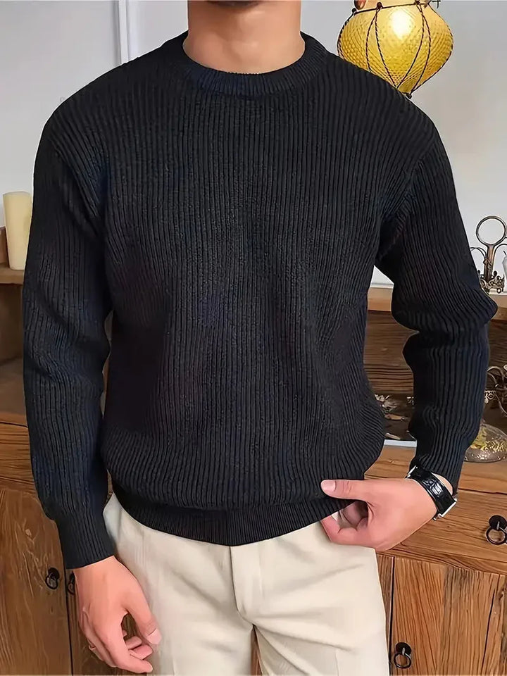 Men's ribbed crew neck jumper with long sleeves