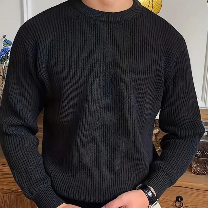 Men's ribbed crew neck jumper with long sleeves