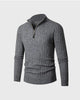 Men's ribbed half-zip jumper with high collar and long sleeves