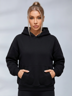 Women's cropped embossed hoodie with drawstring hood and wing back detail