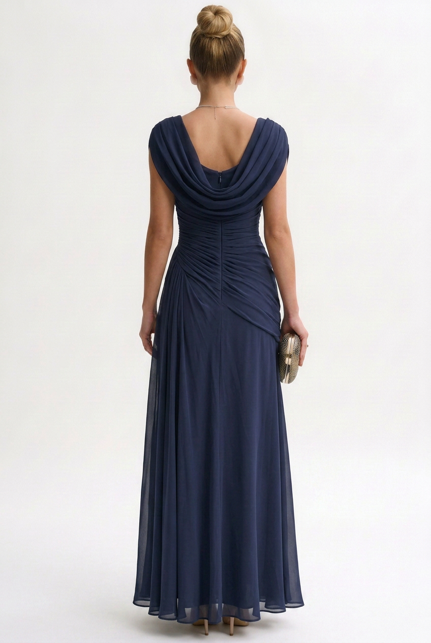 Women's Draped Chiffon Maxi Dress