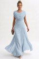 Women's Draped Chiffon Maxi Dress