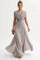 Women's Draped Chiffon Maxi Dress
