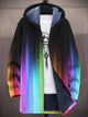 Multicoloured striped hooded cardigan with zip front and long sleeves