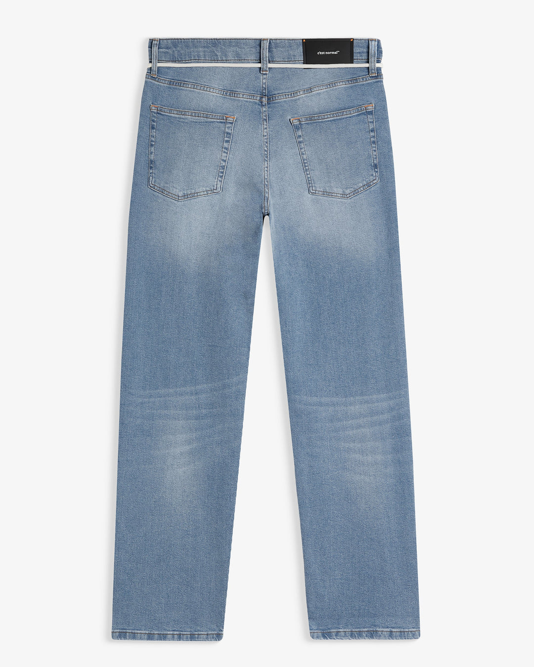 Men's light midwash relaxed straight-leg jeans