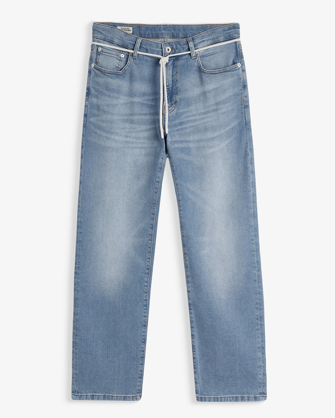 Men's light midwash relaxed straight-leg jeans