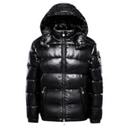 Men's glossy quilted hooded puffer jacket