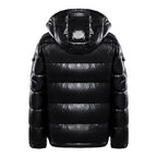 Men's glossy quilted hooded puffer jacket