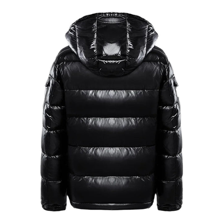 Men's glossy quilted hooded puffer jacket